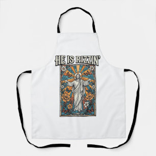 Delantal Él Es Rizzin Camiseta De Vidrio Pintado De Pascua