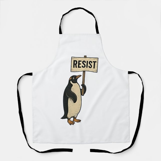 Delantal El extraño pingüino resiste la protesta contra los (Anverso)