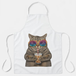 Delantal El gato colorido Barista Apron - Café lindo Gif