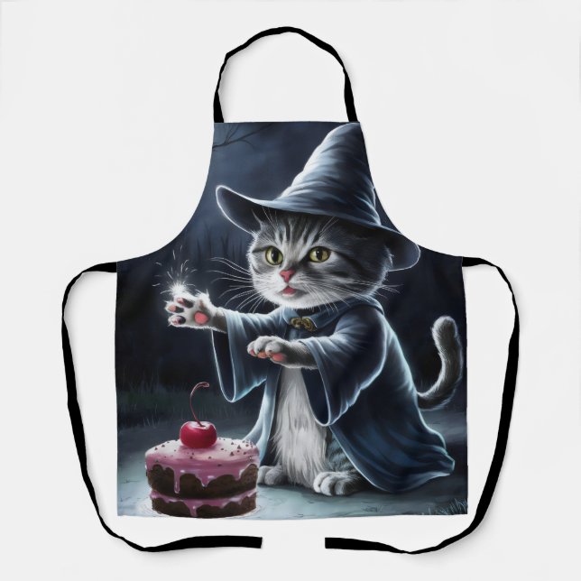 Delantal El gato del chef y el pastel de magia. (Anverso)