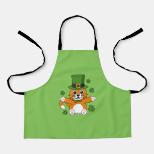 Delantal El gato del día de San Patricio con el Personaliza