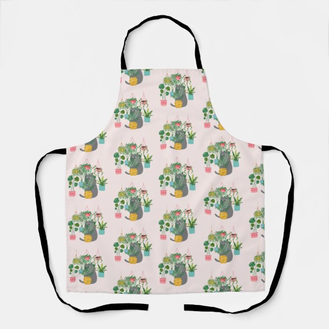 Delantal El gato entre plantas es gracioso (Anverso)