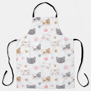 Delantal El gato lindo se enfrenta a un patrón de gatos son