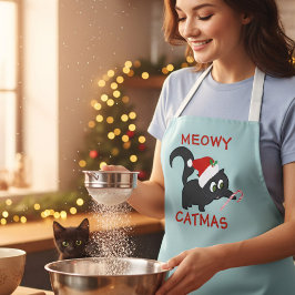 Delantal El gato Meowy Navidad cutáneo de fiesta navideña