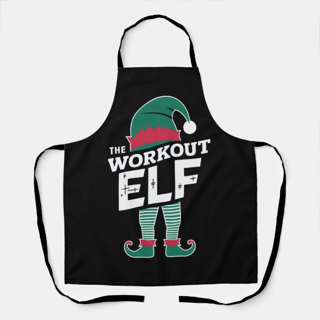 Delantal El grupo Workout Elf que coincide con los Navidade (Anverso)