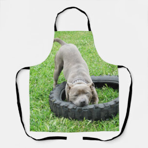Delantal El Joven Hombre Staffy Ama A Jugar,