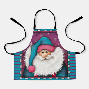 Delantal El lindo nombre personalizado Santa del niño Rosa 
