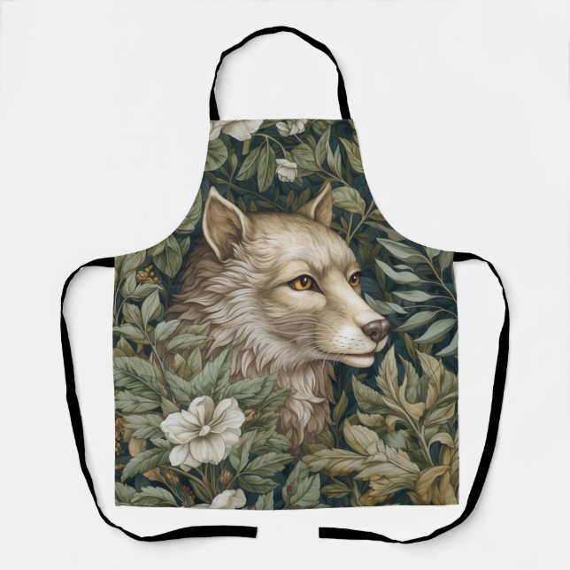 Delantal El lobo Art Nouveau en las hojas (Anverso)