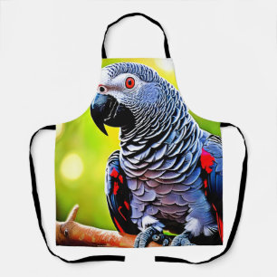 Delantal El loro gris africano hablando
