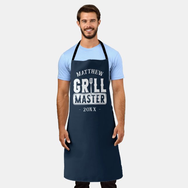 Delantal El maestro de parrilladas de barbacoa personalizad (Gastado)
