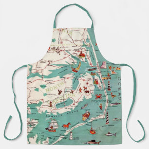 Delantal El mapa ilustrado de Outer Banks 