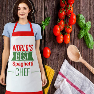 Delantal El mejor chef de espagueti del mundo - verde rojo
