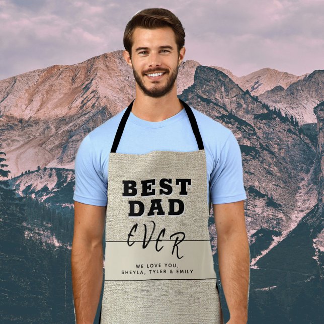 Delantal El mejor día del padre del beige rústico (Subido por el creador)