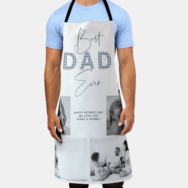 Delantal El mejor padre del día del padre hasta el momento  (Easily personalize this Best Dad Ever photo collage apron for a unique gift)