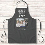 Delantal El mejor papá Personalizado gris de la historia fo<br><div class="desc">El Mejor Papá, Personalizado Gris, Foto Keepsake Apron. Haz un delantal personalizado para el mejor papá de la historia. Tipografía blanca y moderna sobre un fondo gris oscuro. Agrega tu foto favorita y personalizar el texto con tus nombres. Puede cambiar cualquier texto en el delantal. Un adorable honor para un...</div>