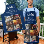 Delantal El mejor Personalizado del mundo 6 Collage de foto<br><div class="desc">6 Collage de fotos Apron,  el mejor Personalizado del mundo. 6 fotos y el mejor abuelo del mundo en tipografía blanca moderna con un fondo azul. Personaliza el delantal con tus fotos. Un gran regalo y un dulce sabor para un abuelo por el Día del Padre,  cumpleaños o Navidades.</div>