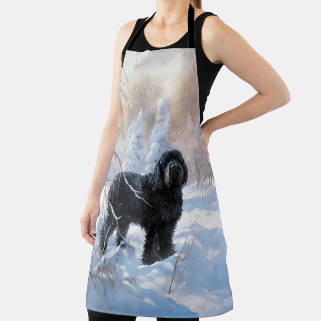 Delantal El miedo ruso negro deja que nieva a Navidades (in situ)