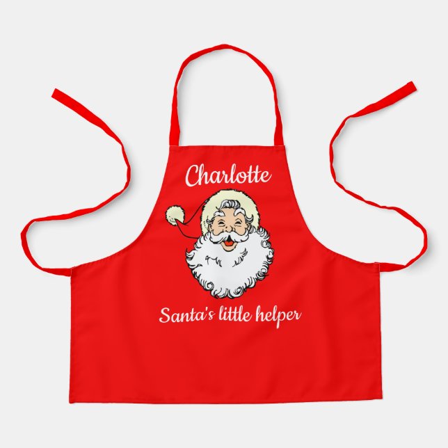 Delantal El nombre del niño Santa de Santa con mamá Apron (Anverso)