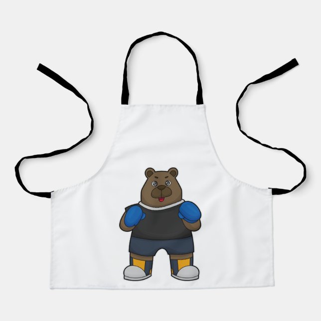 Delantal El oso como boxeador con guantes de boxeo (Anverso)