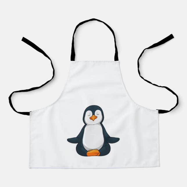 Delantal El pingüino en el gimnasio del yoga (Anverso)
