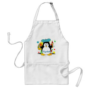 Delantal El pintor artístico del pingüino personaliza