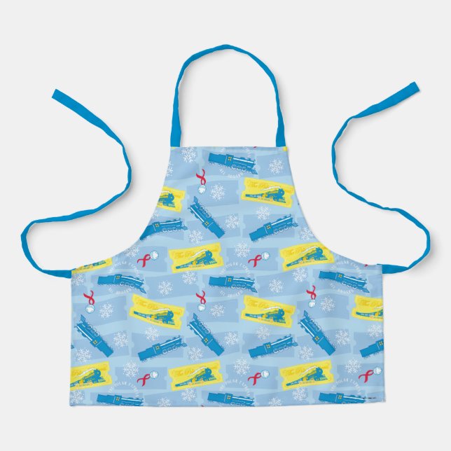 Delantal El Polar Express | Patrón de Tren y Ticket Retro (Anverso)