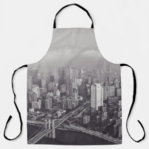 DELANTAL EL PUENTE BROOKLYN DE NUEVA YORK UN DÍA FOGGY