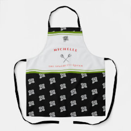 Delantal El rojo verde gracioso negro negro el espagueti re