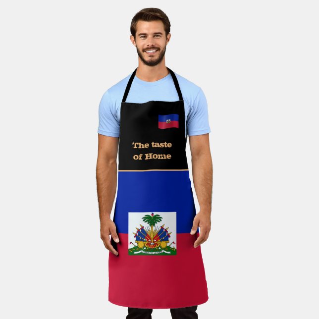 Delantal El sabor de casa y la bandera haitiana, Haití/coci (Gastado)