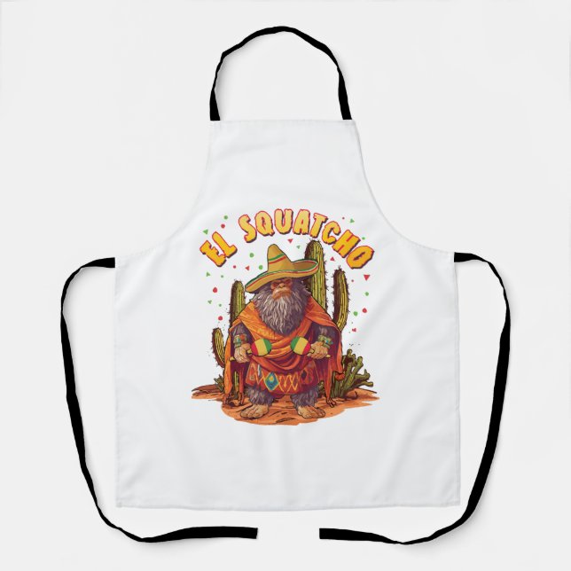 Delantal El Squatcho Bigfoot con Maraca, Sombrero y Ponc (Anverso)