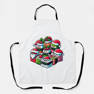 Delantal El sushi de Santa Delight Funny Navidades arte
