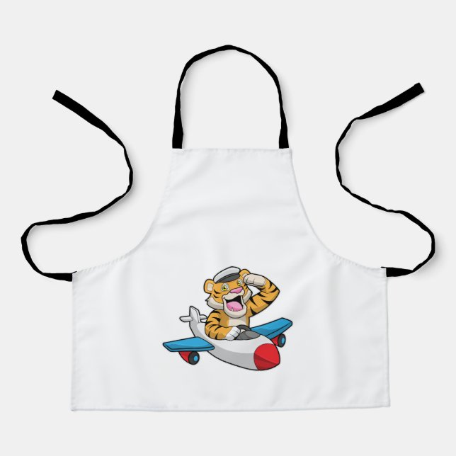 Delantal El tigre como piloto en el avión (Anverso)