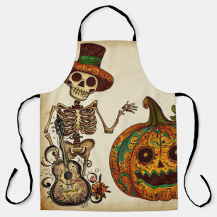 Delantal El Viejo Skeleton/Día de la Calabaza de los Muerto