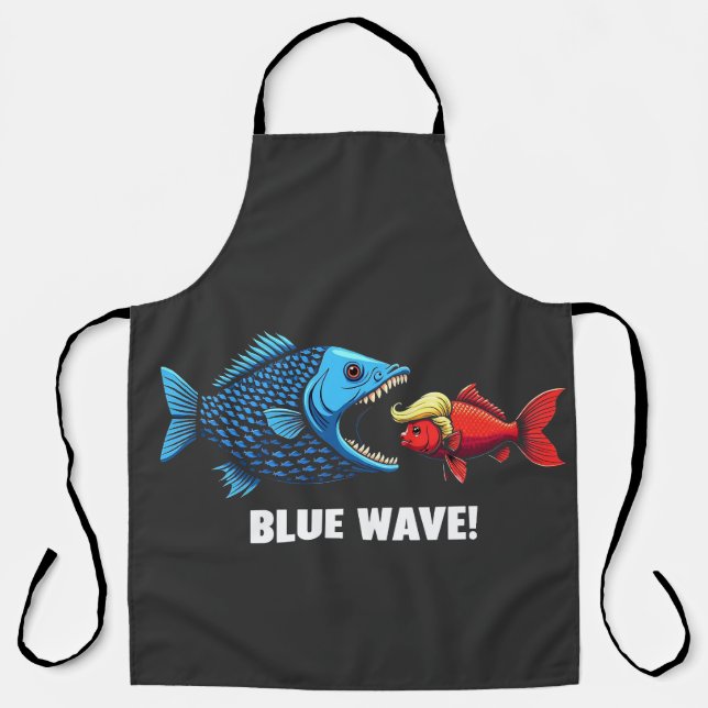Delantal Elección de peces Blue Wave Kamala Harris Walz (Anverso)