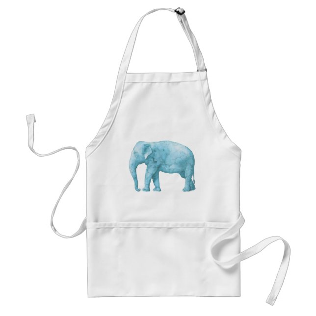 Delantal Elefante azul claro en acuarela (Frente)