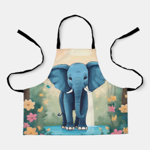 Delantal Elefante Bebé Whimsical Azul,