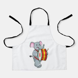 Delantal Elefante como músico con tambor