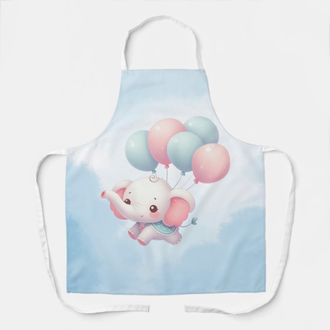 Delantal elefante de bebé con globos (Anverso)