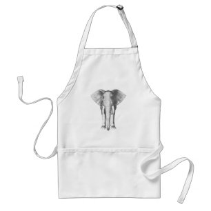 Delantal Elefante en blanco y negro