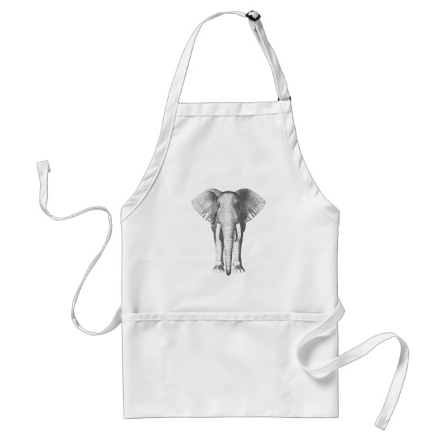 Delantal Elefante en blanco y negro (Frente)