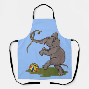 Delantal elefante feliz jugando con letra y bolas