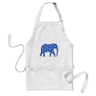 Delantal Elefante paisley - azul cobalto y blanco