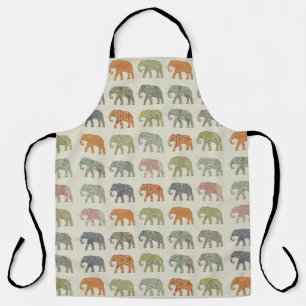 Delantal Elefante Patrón de Animal Colorido Contemporáneo