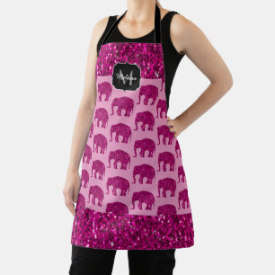 Delantal Elefante rosa caliente brillante falsos brillos Mo