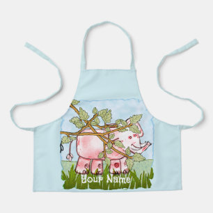 Delantal Elefante Rosa Escondiéndose