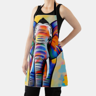 Delantal Elefante salvaje africano colorido