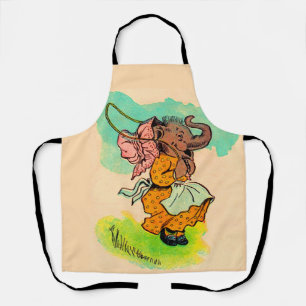 Delantal elefante vestido de los años 1930 salta con estamp