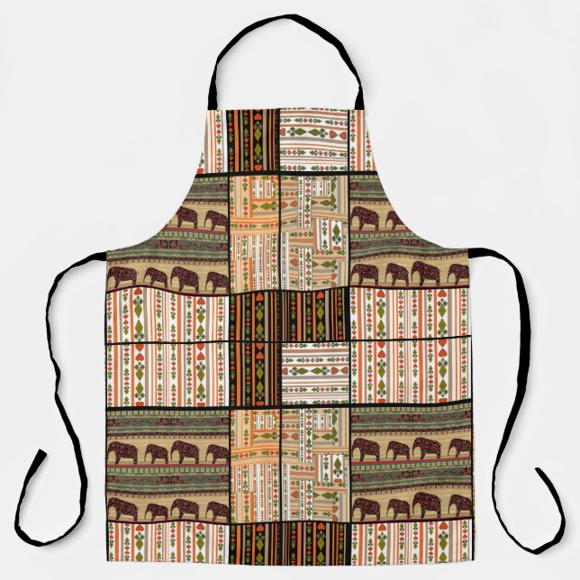 Delantal Elefantes africanos de patchwork: Textura fundamen (Anverso)