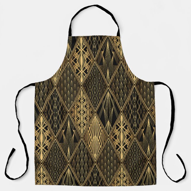 Delantal Elegancia Art Déco Negro Oro (Anverso)
