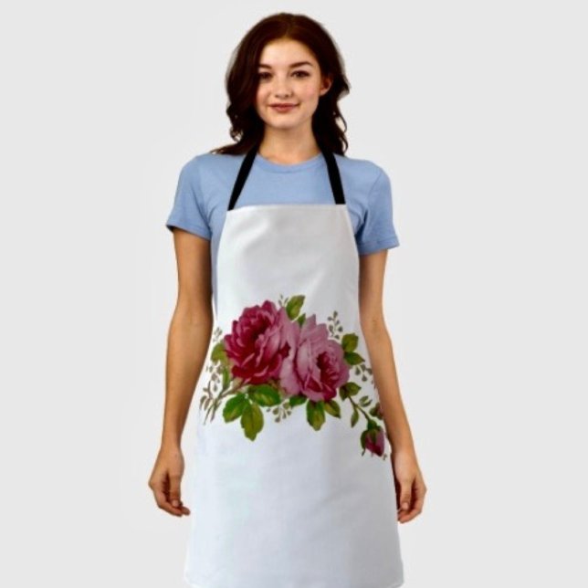 Delantal Elegancia de Rosa Vintage  ( Apron 100% polyester machine washable.)